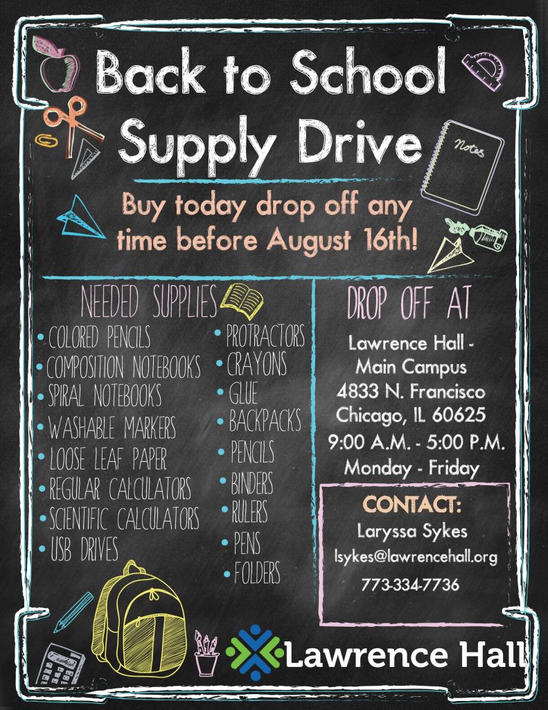 Back To School Supply Drive 19 Lawrence Hall